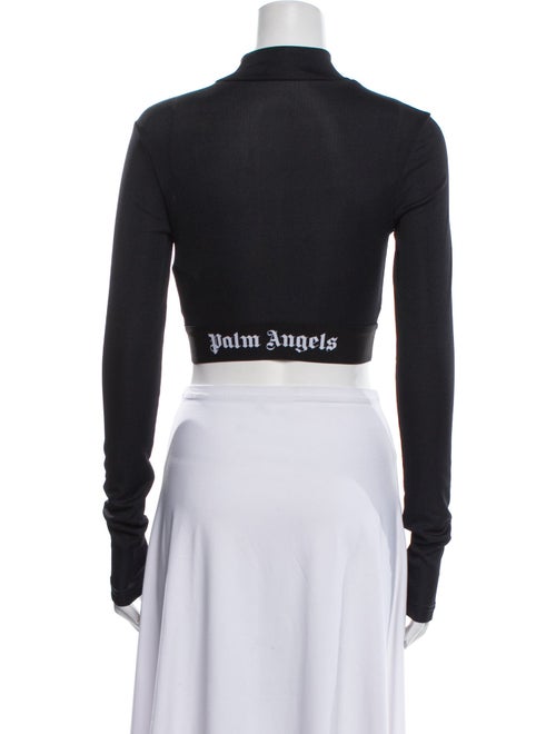 Palm Angels Mock Neck Long Sleeve Crop Top