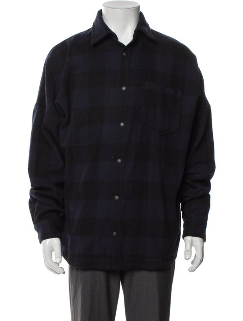 Palm Angels Plaid Print Peacoat