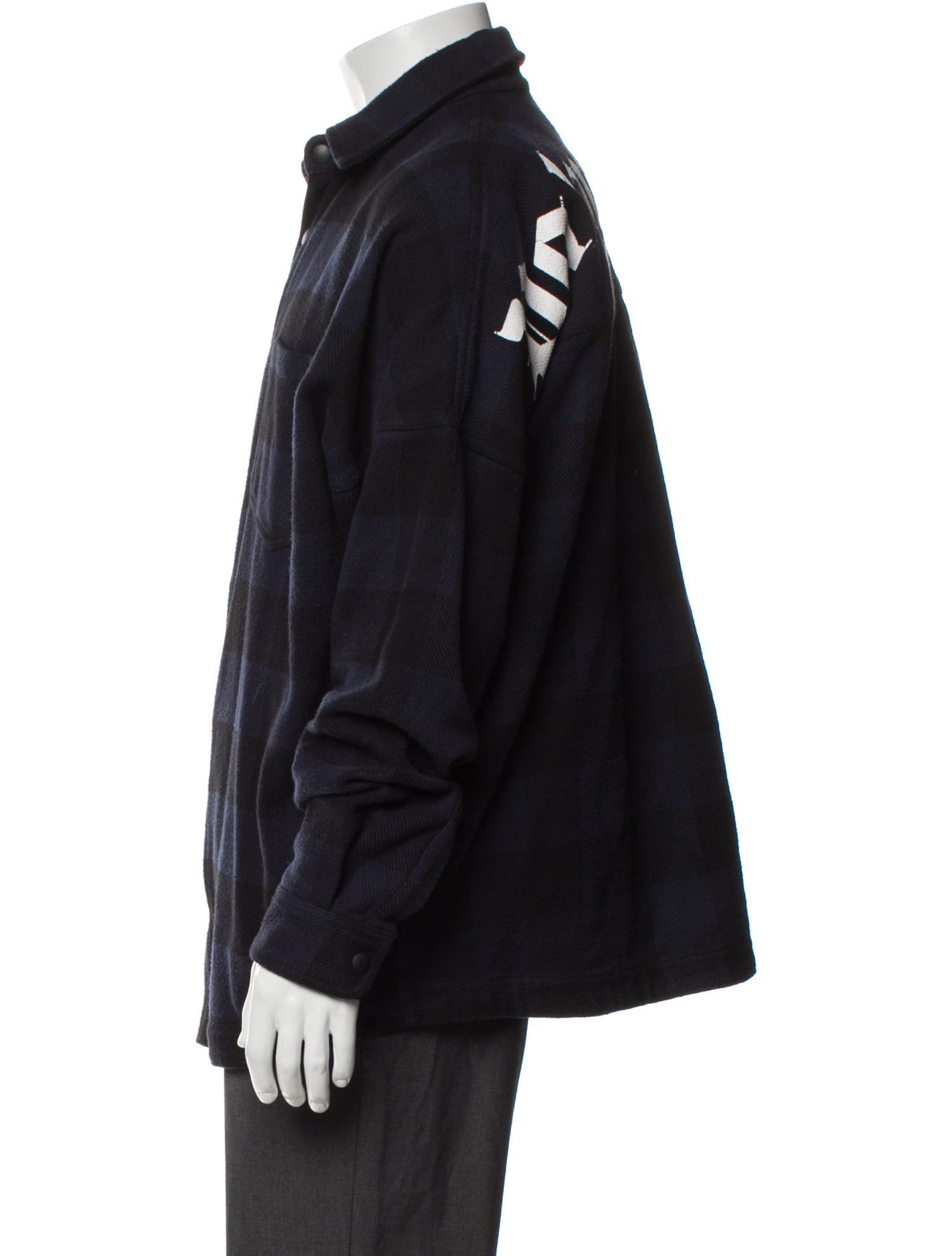 Palm Angels Plaid Print Peacoat