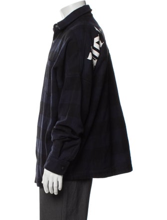 Palm Angels Plaid Print Peacoat