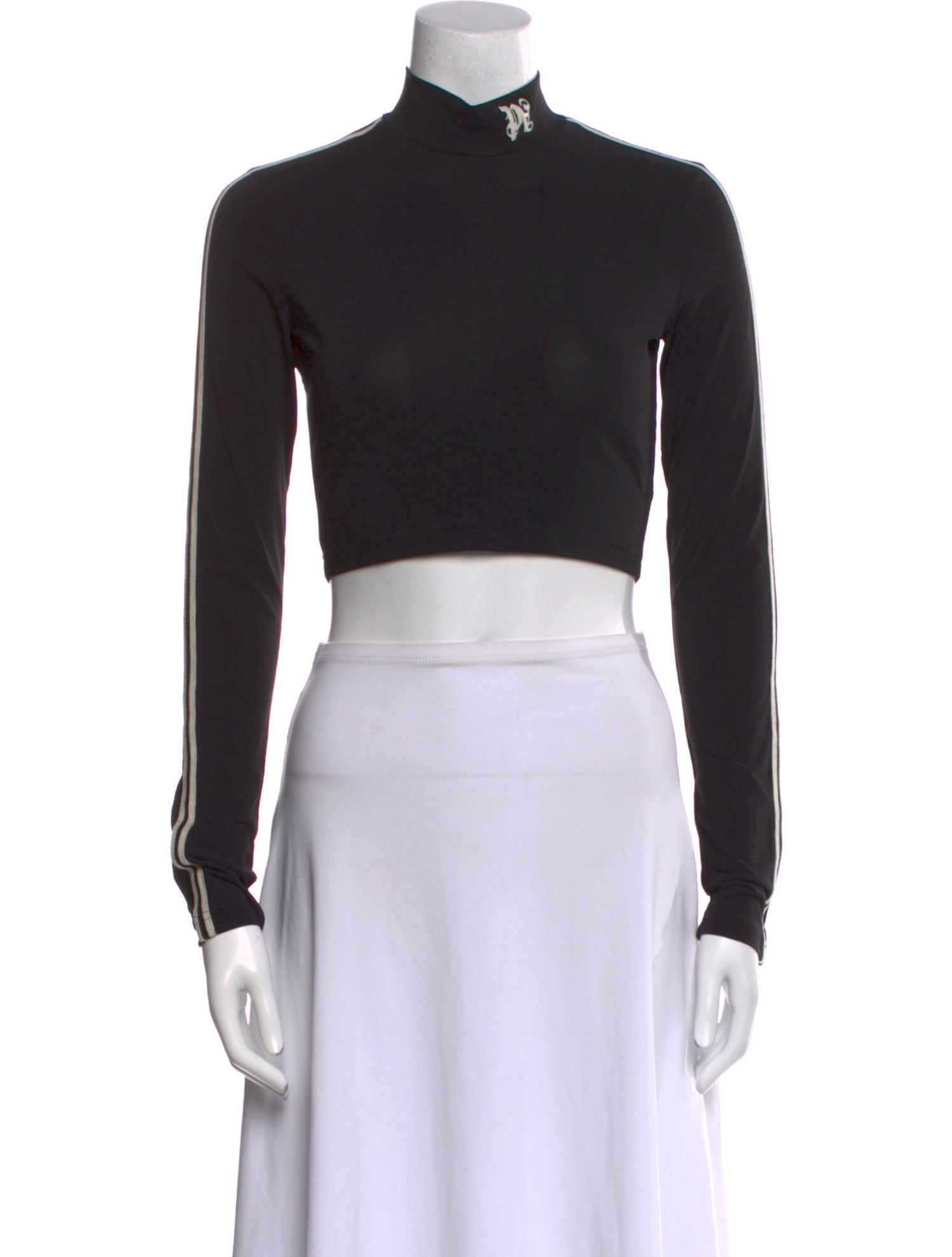 Palm Angels Mock Neck Long Sleeve Crop Top