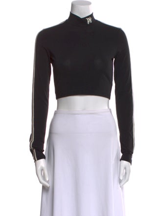 Palm Angels Mock Neck Long Sleeve Crop Top