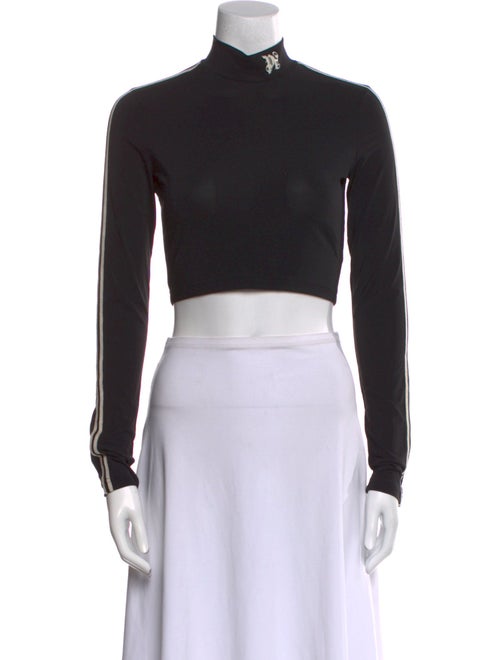 Palm Angels Mock Neck Long Sleeve Crop Top