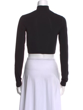 Palm Angels Mock Neck Long Sleeve Crop Top