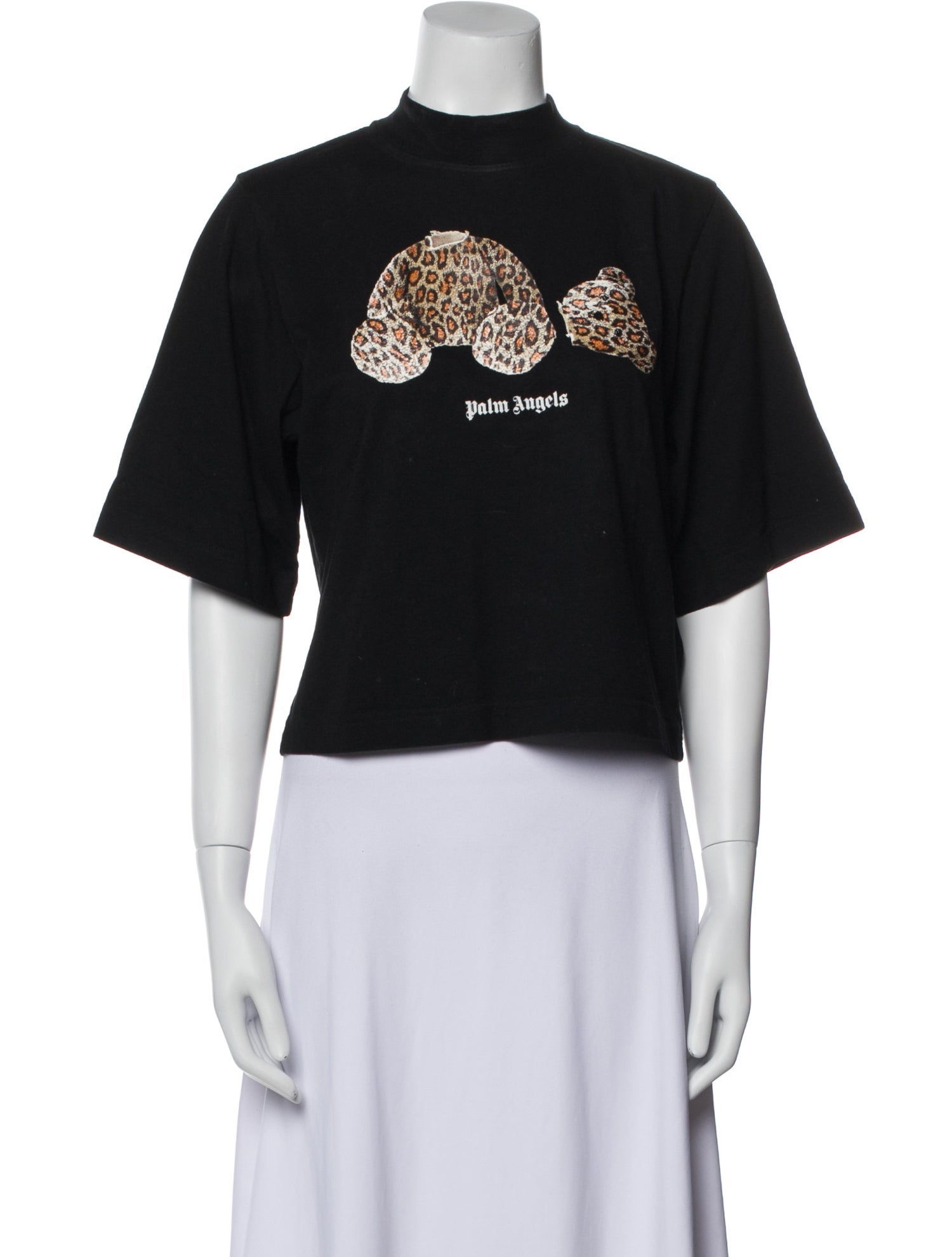 Palm Angels Graphic Print Mock Neck Crop Top