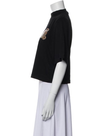 Palm Angels Graphic Print Mock Neck Crop Top