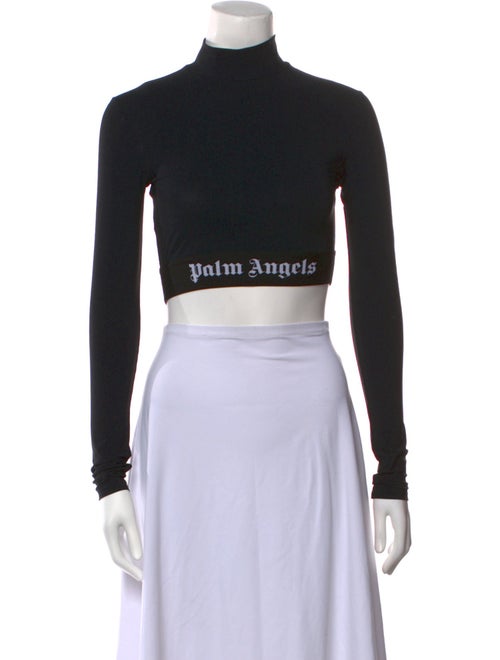 Palm Angels Mock Neck Long Sleeve Crop Top