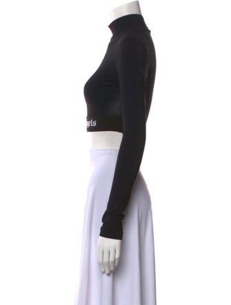 Palm Angels Mock Neck Long Sleeve Crop Top