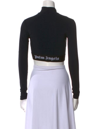 Palm Angels Mock Neck Long Sleeve Crop Top