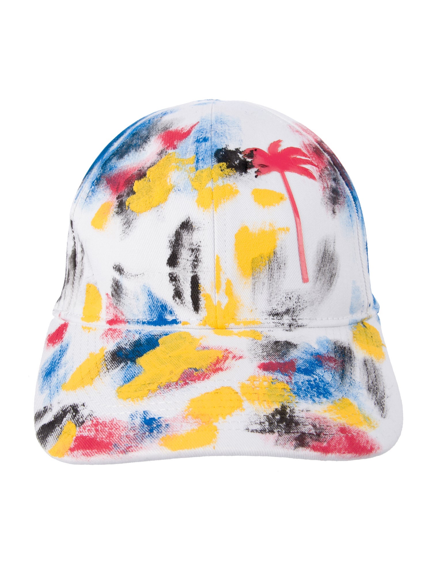 Palm Angels Baseball Cap With Palm Tree Logo And Paint Splatter Effect. w/Tags