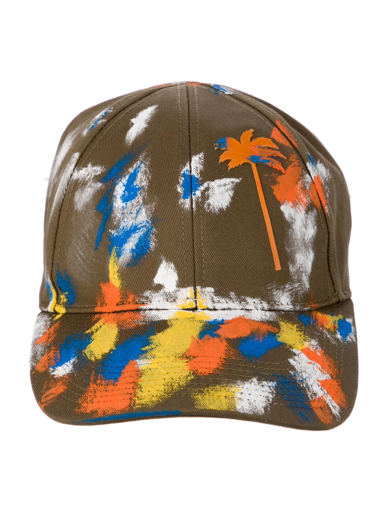 Palm Angels Baseball Cap With Palm Tree Logo And Paint Splatter Effect w/Tags