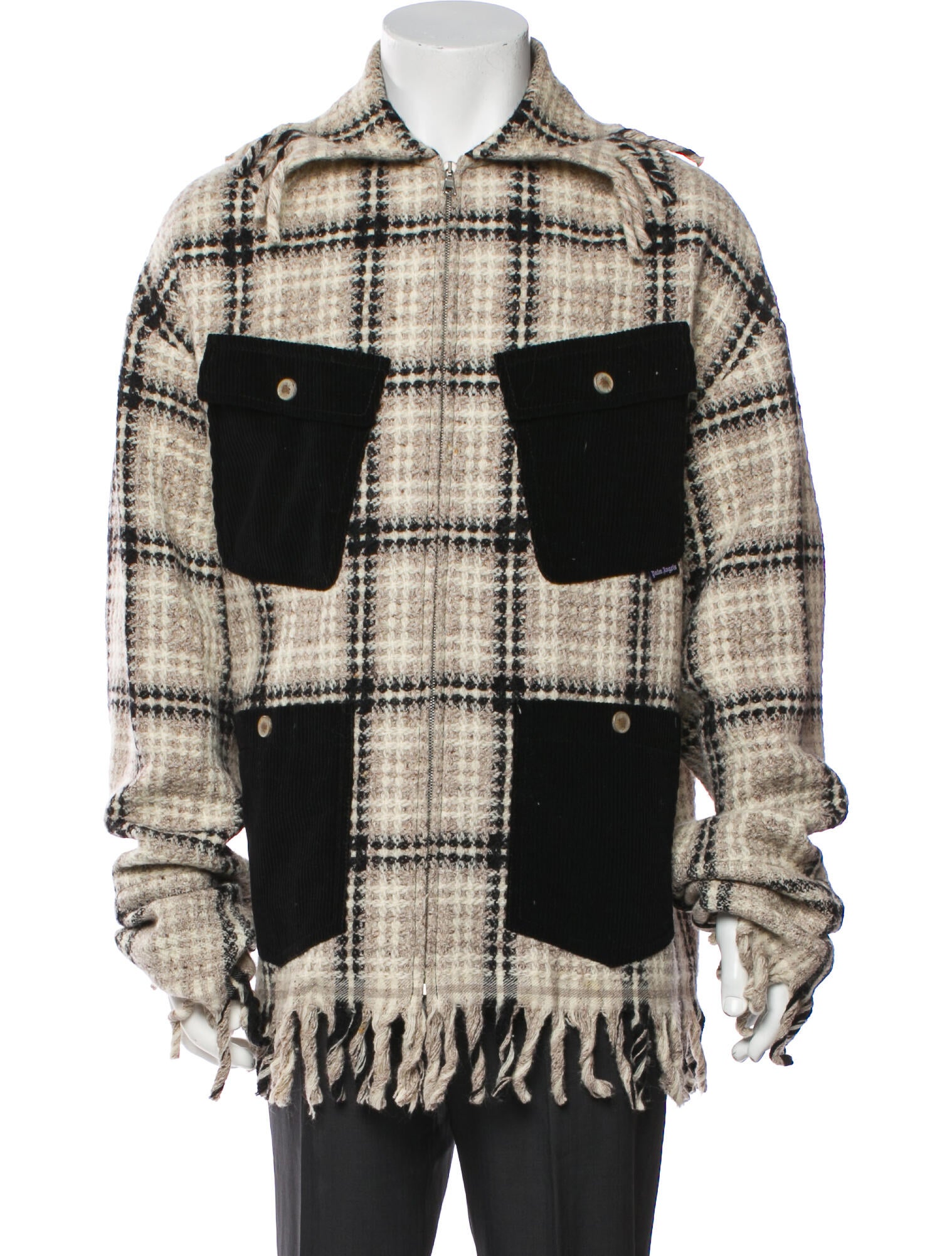 Palm Angels Virgin Wool Plaid Print Puffer Coat