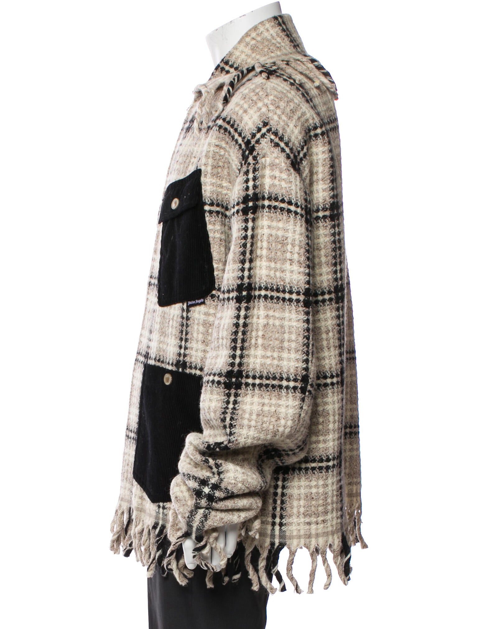 Palm Angels Virgin Wool Plaid Print Puffer Coat