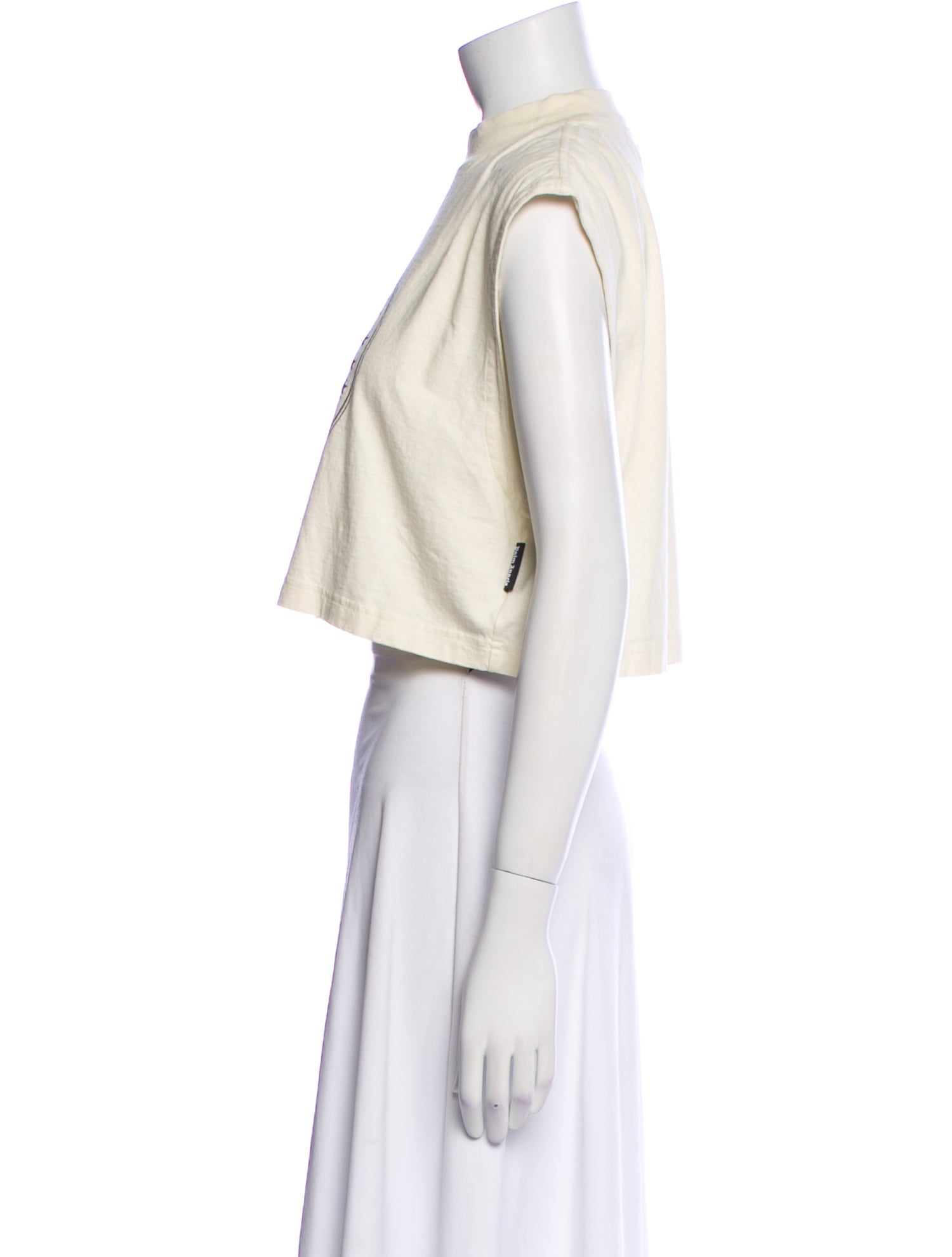 Palm Angels Graphic Print Mock Neck Crop Top