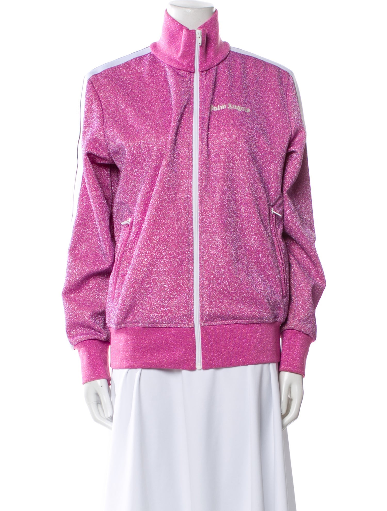 Palm Angels Tweed Pattern Faux Fur Jacket