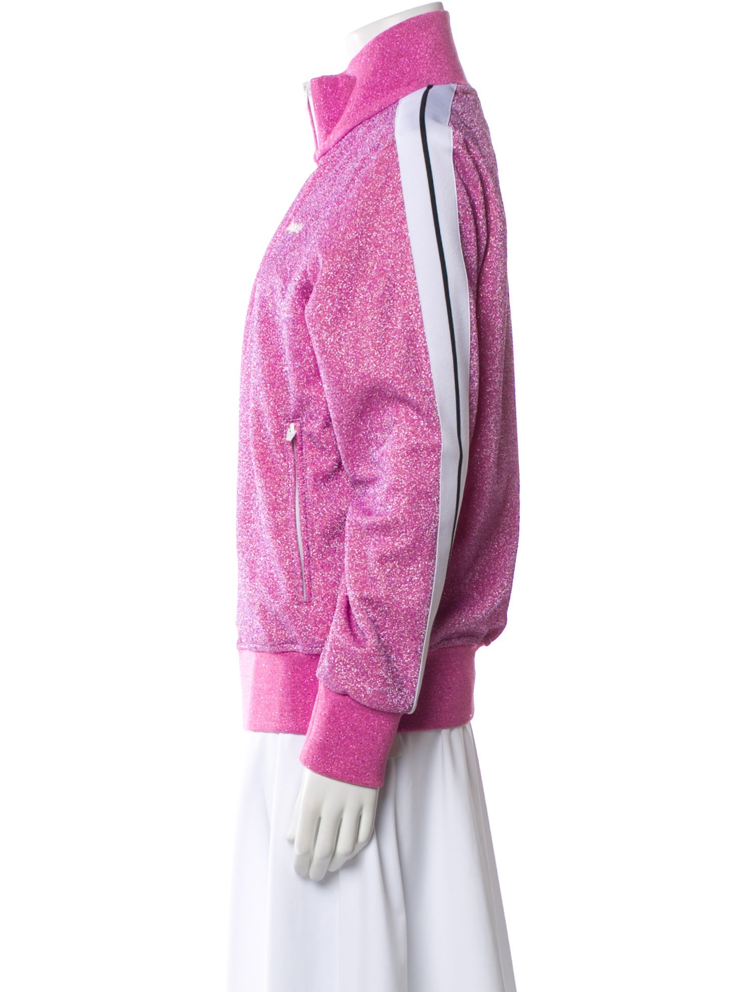 Palm Angels Tweed Pattern Faux Fur Jacket