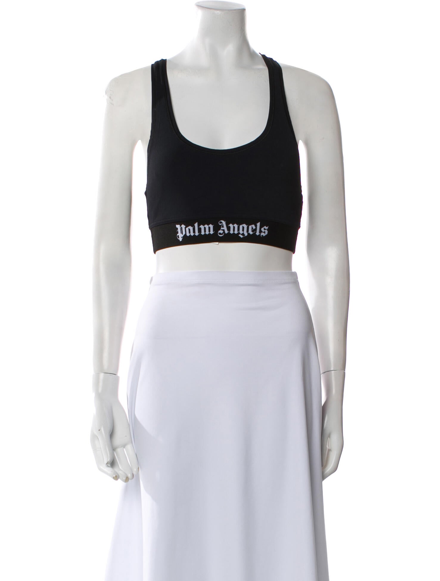 Palm Angels Graphic Print Scoop Neck Crop Top