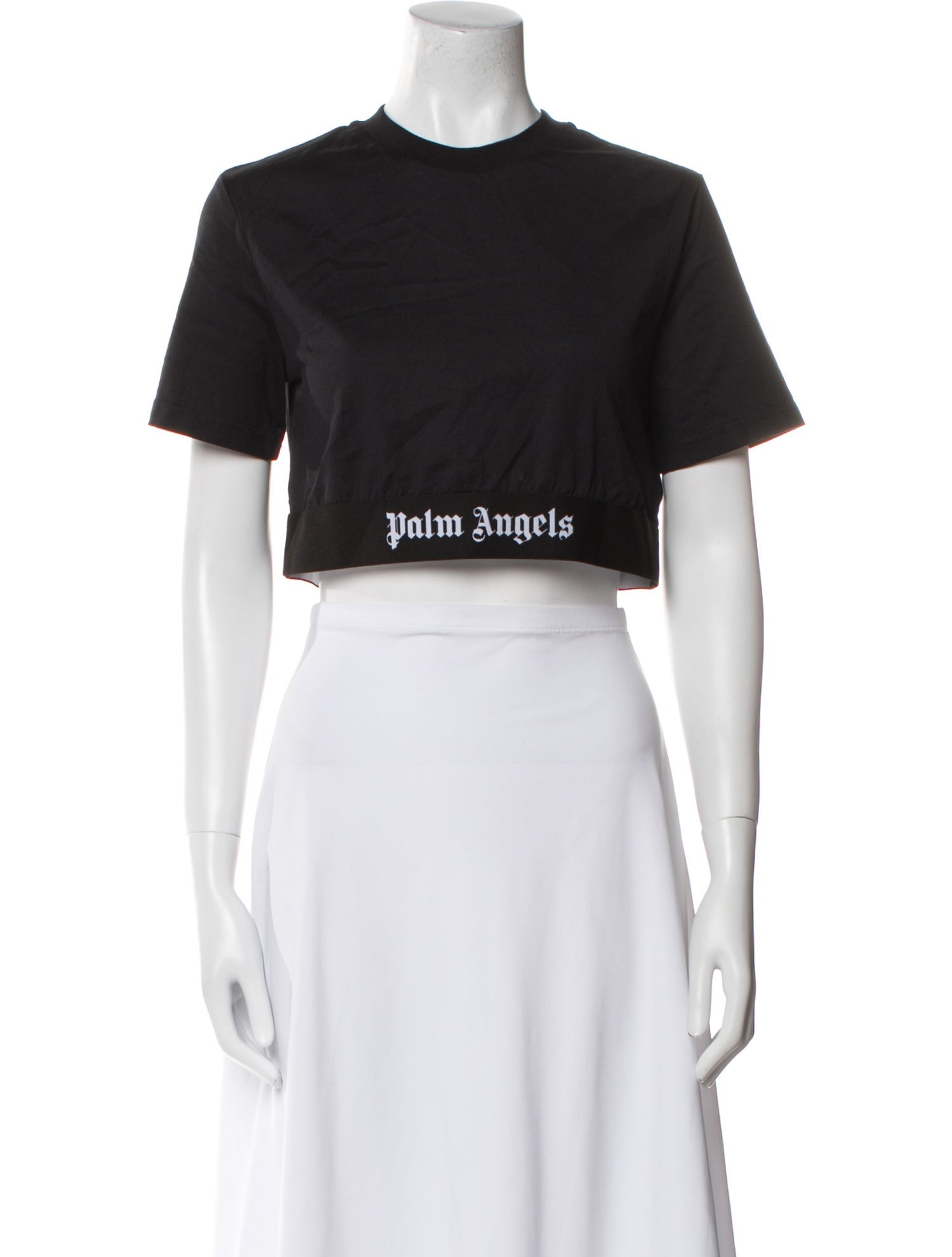 Palm Angels Crew Neck Short Sleeve Crop Top