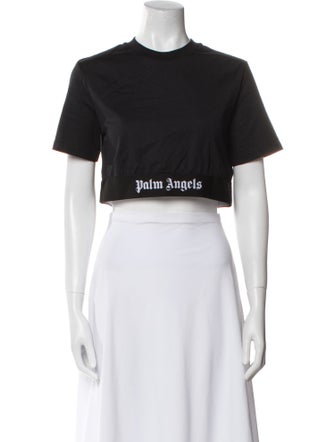 Palm Angels Crew Neck Short Sleeve Crop Top