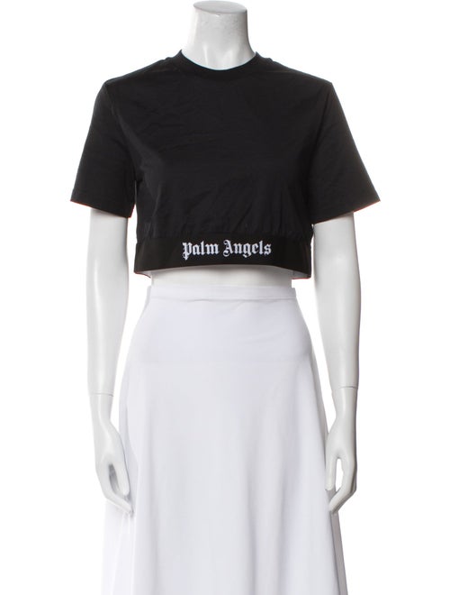 Palm Angels Crew Neck Short Sleeve Crop Top