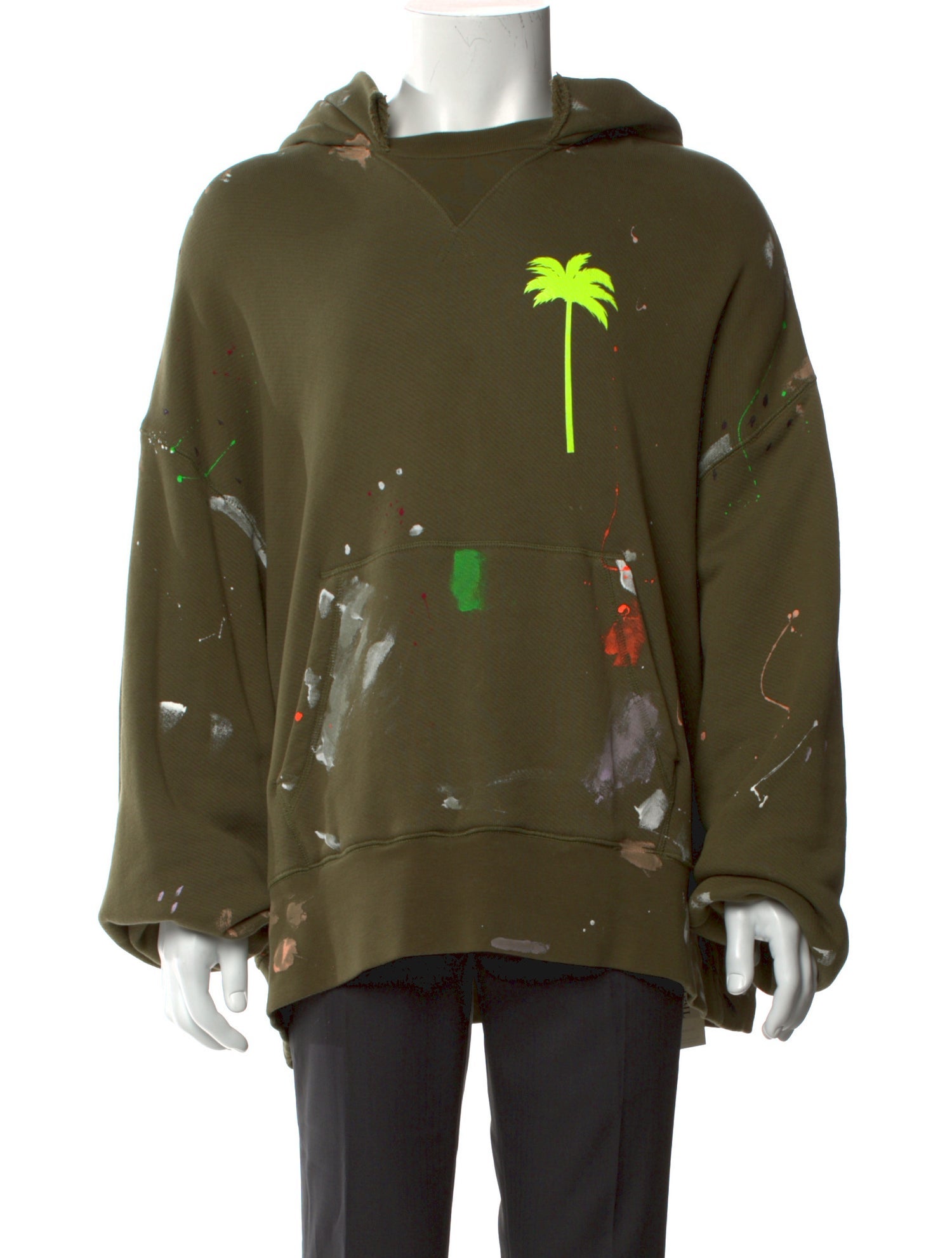 Palm Angels Graphic Print V-Neck Hoodie