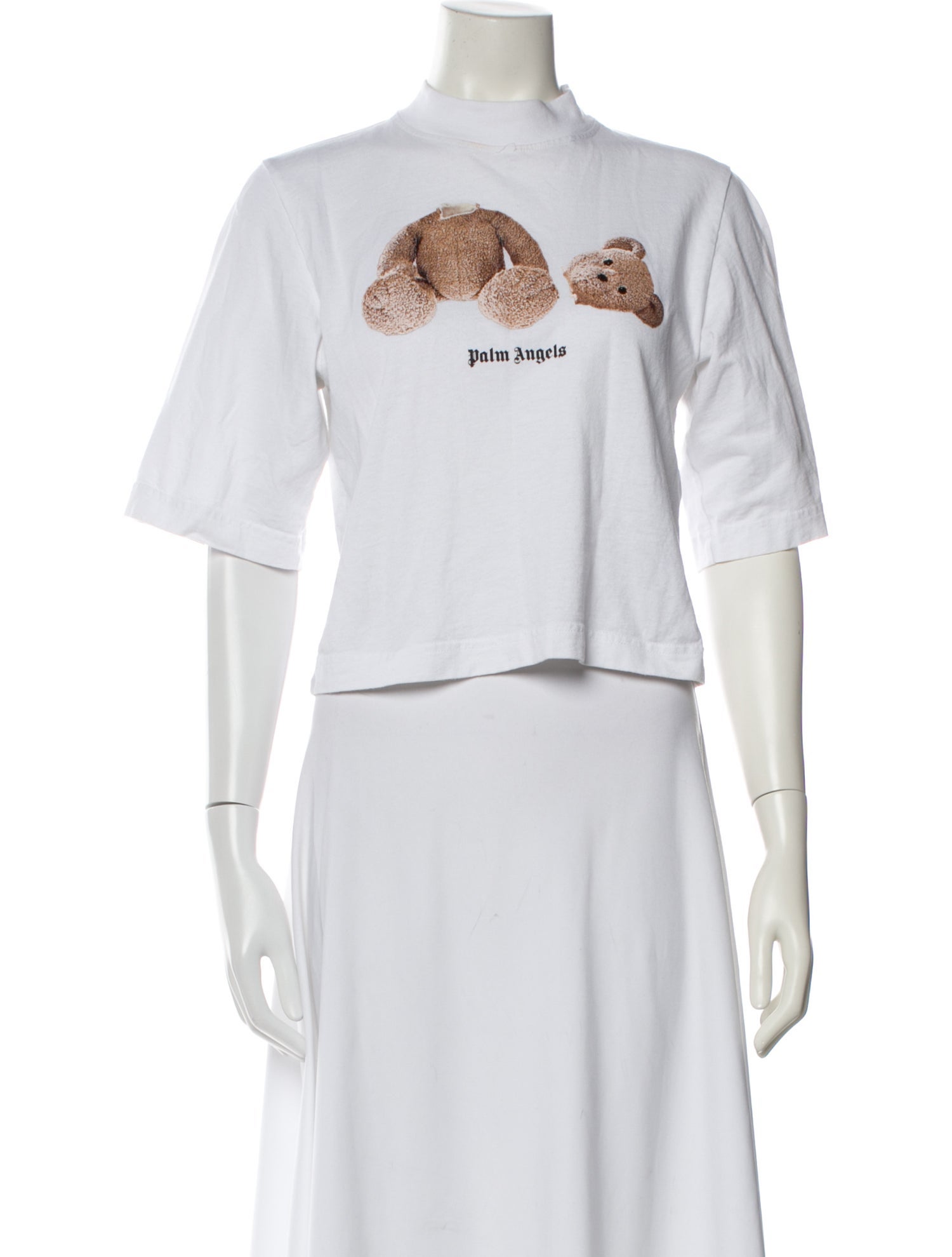 Palm Angels Graphic Print Mock Neck Crop Top