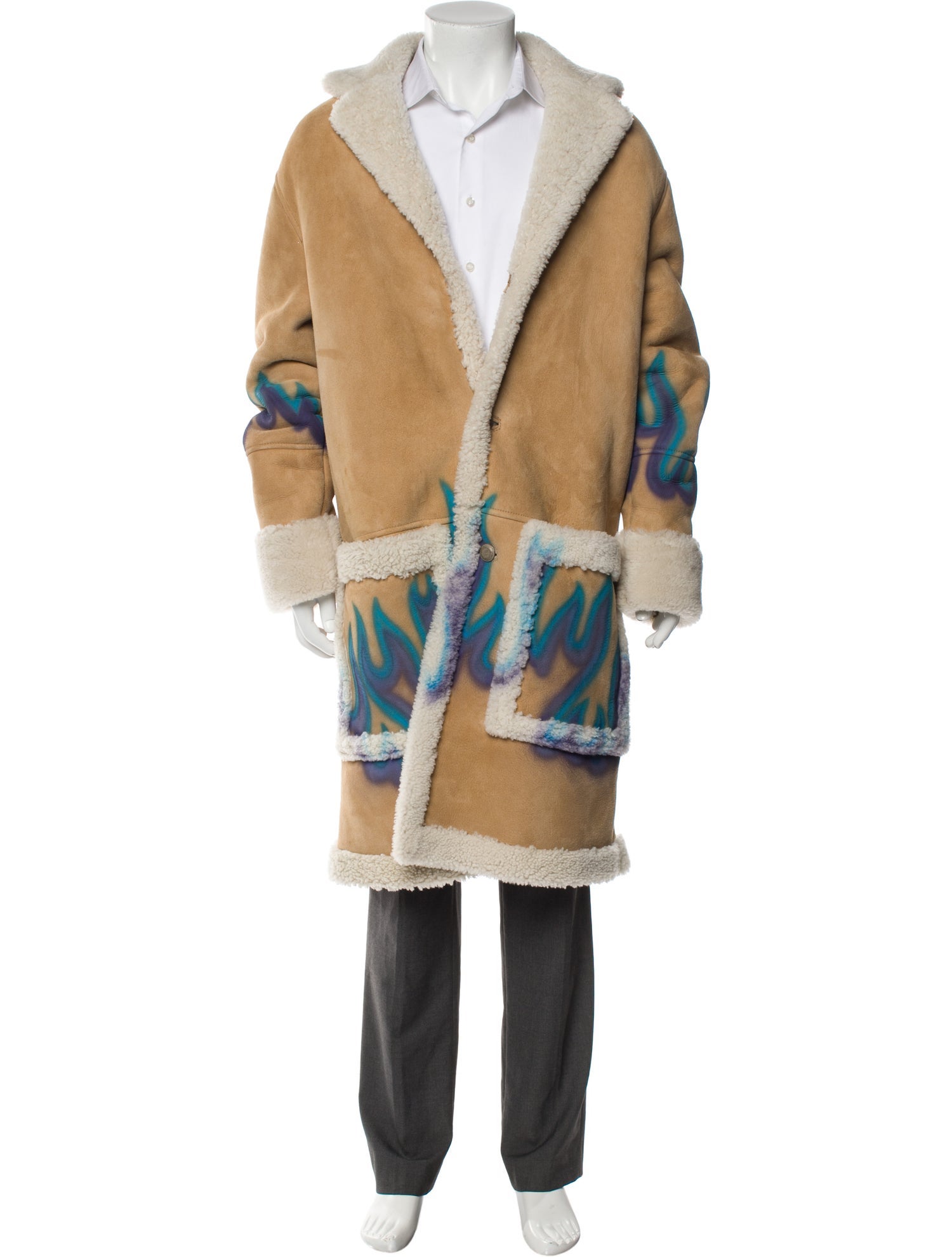 Palm Angels Shearling Graphic Print Jacket