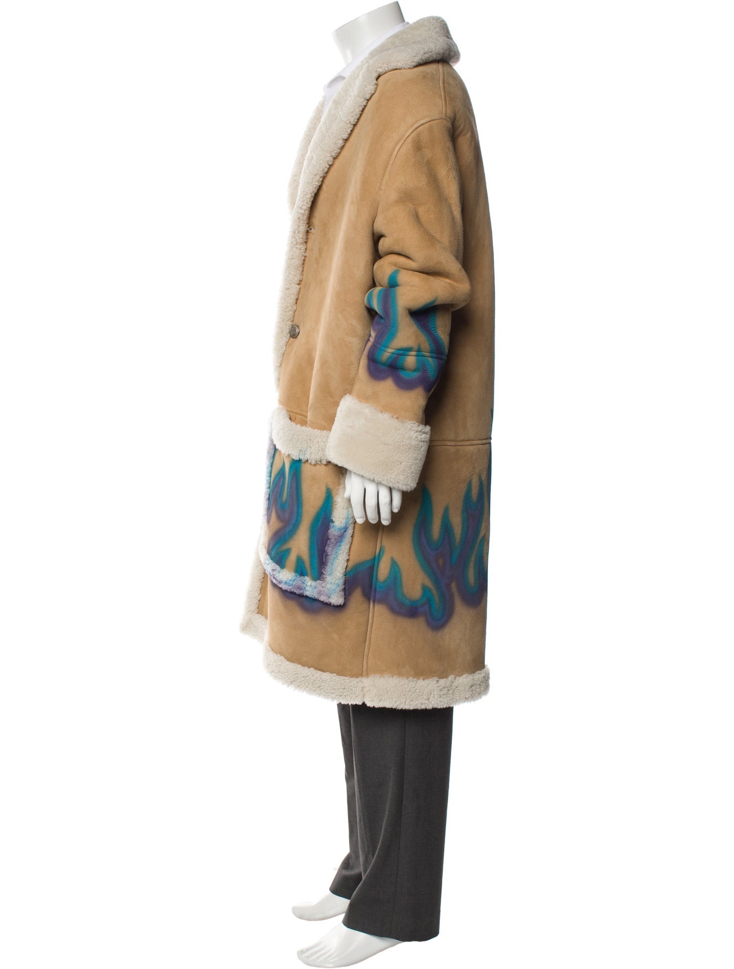 Palm Angels Shearling Graphic Print Jacket