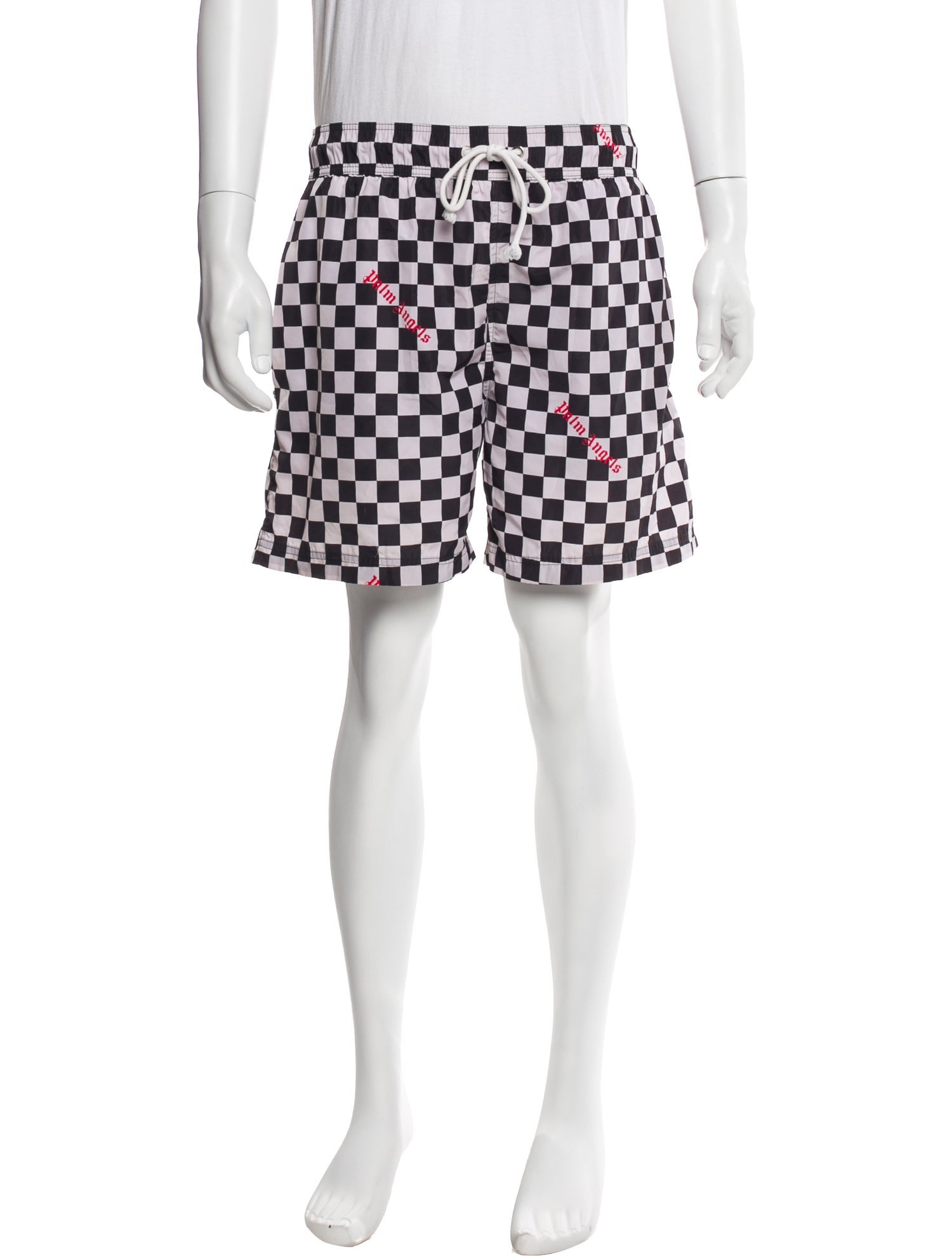 Palm Angels Plaid Print Swim Trunks