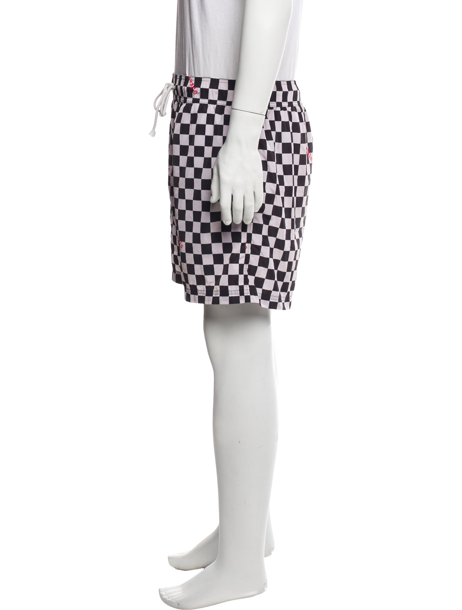 Palm Angels Plaid Print Swim Trunks