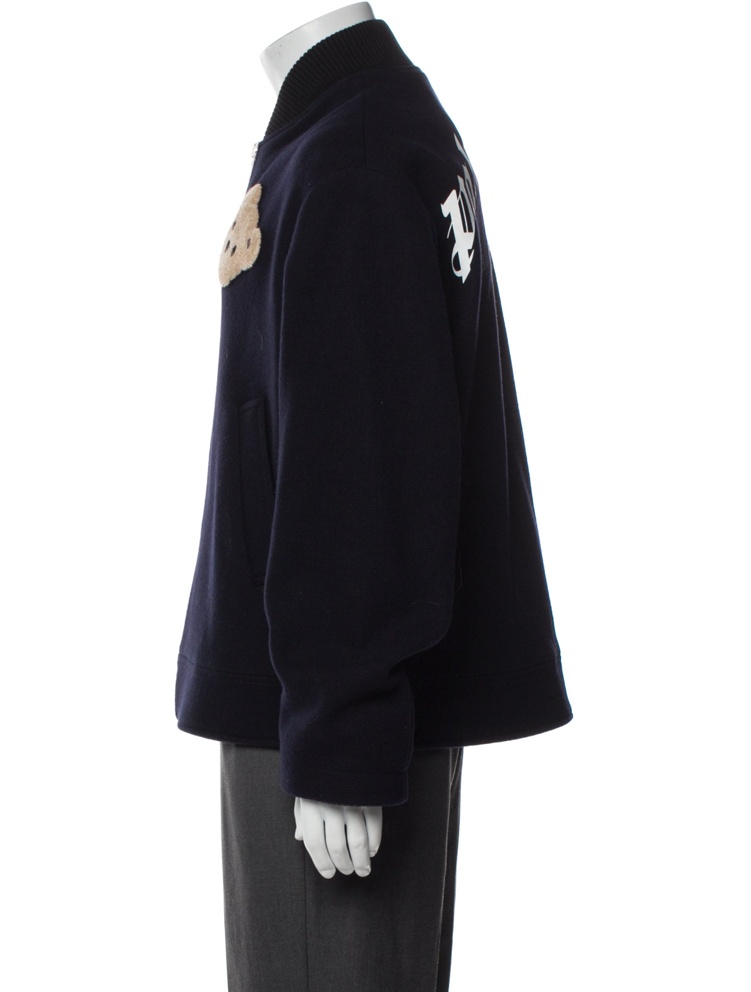 Palm Angels Virgin Wool Graphic Print Bomber Jacket