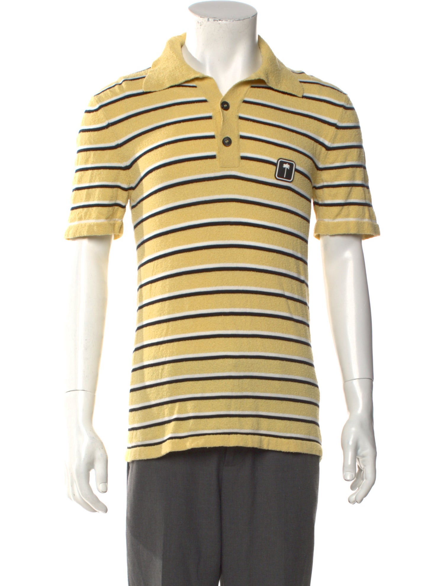 Palm Angels Striped Collar Polo Shirt