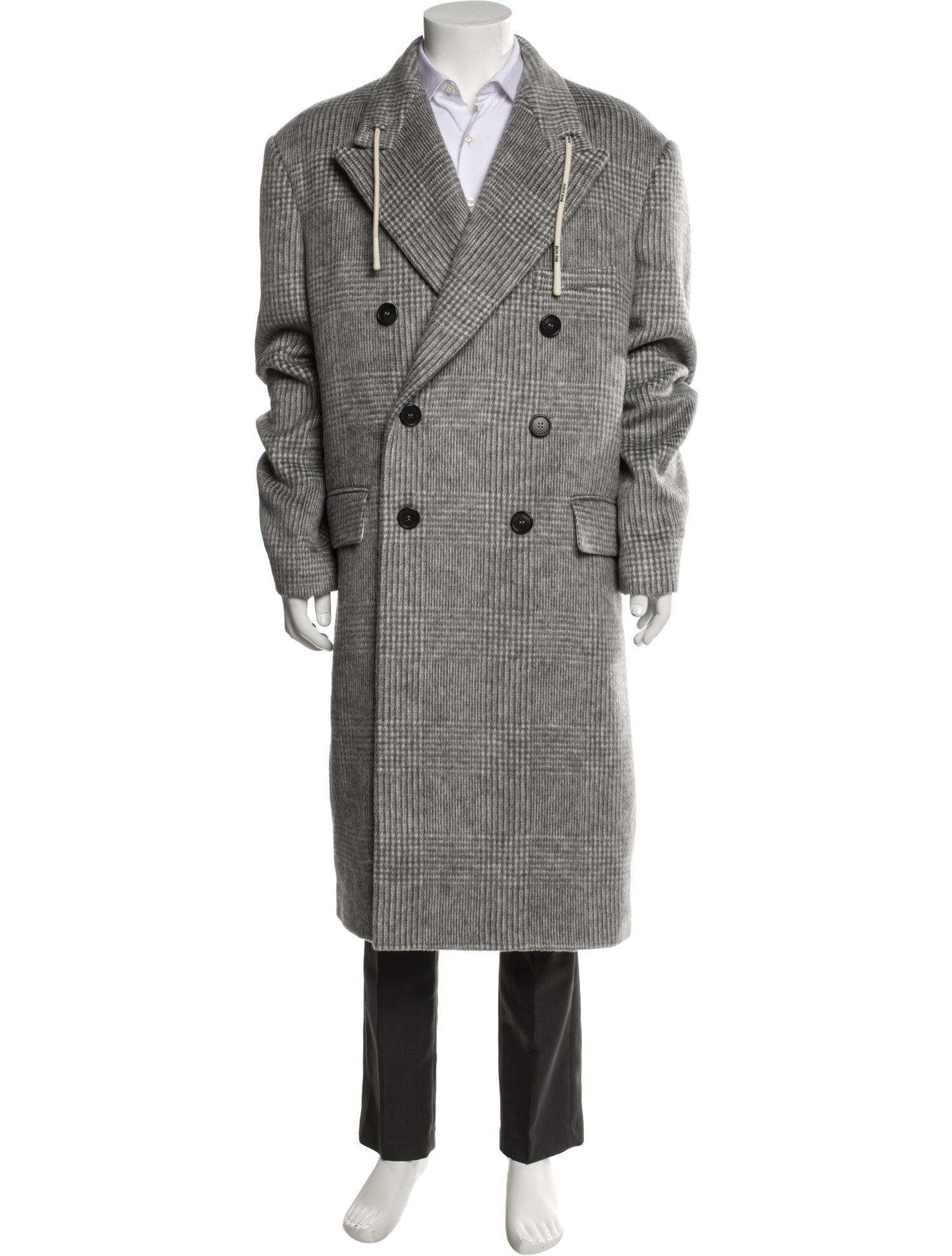 Palm Angels Plaid Print Trench Coat