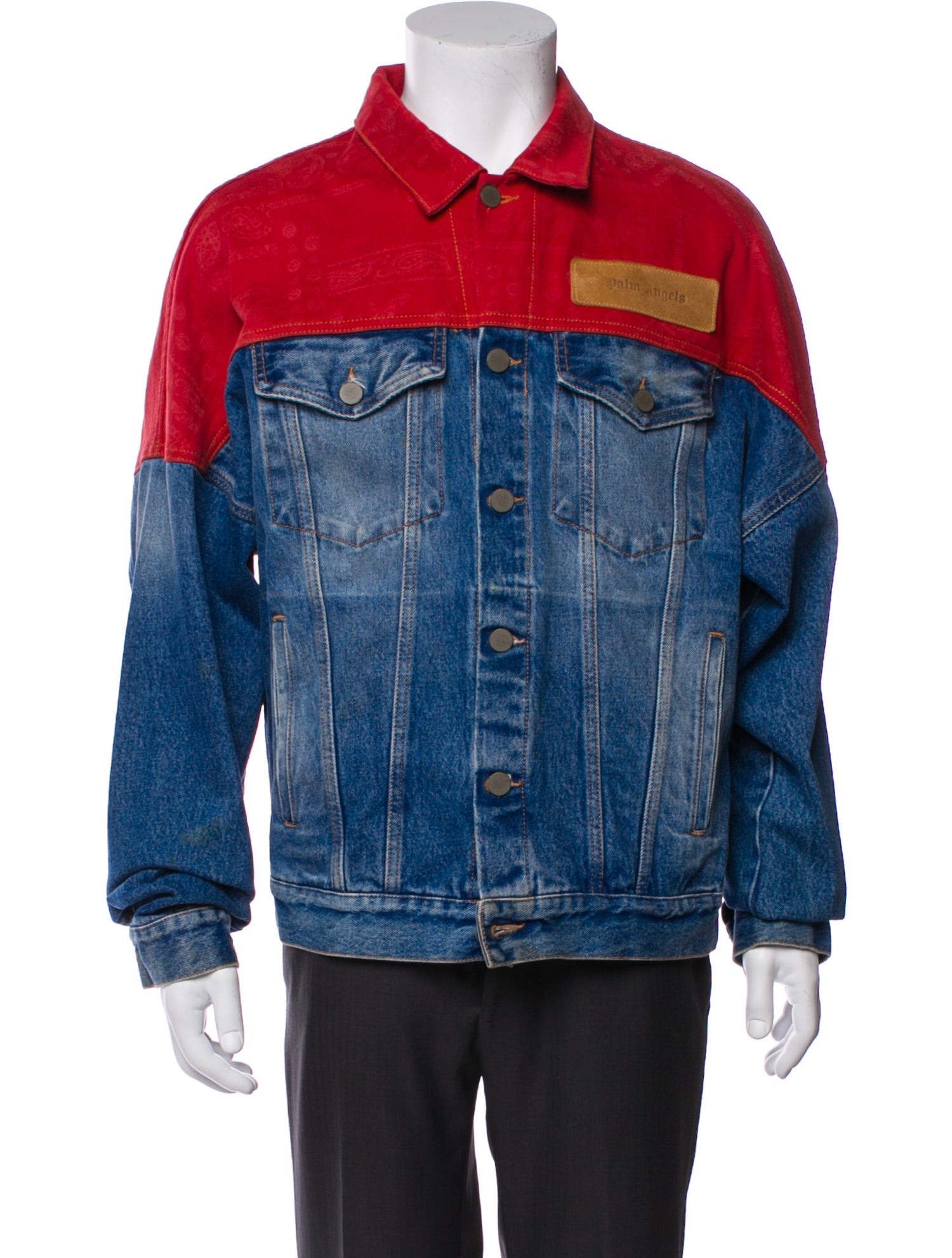 Palm Angels Colorblock Pattern Denim Jacket