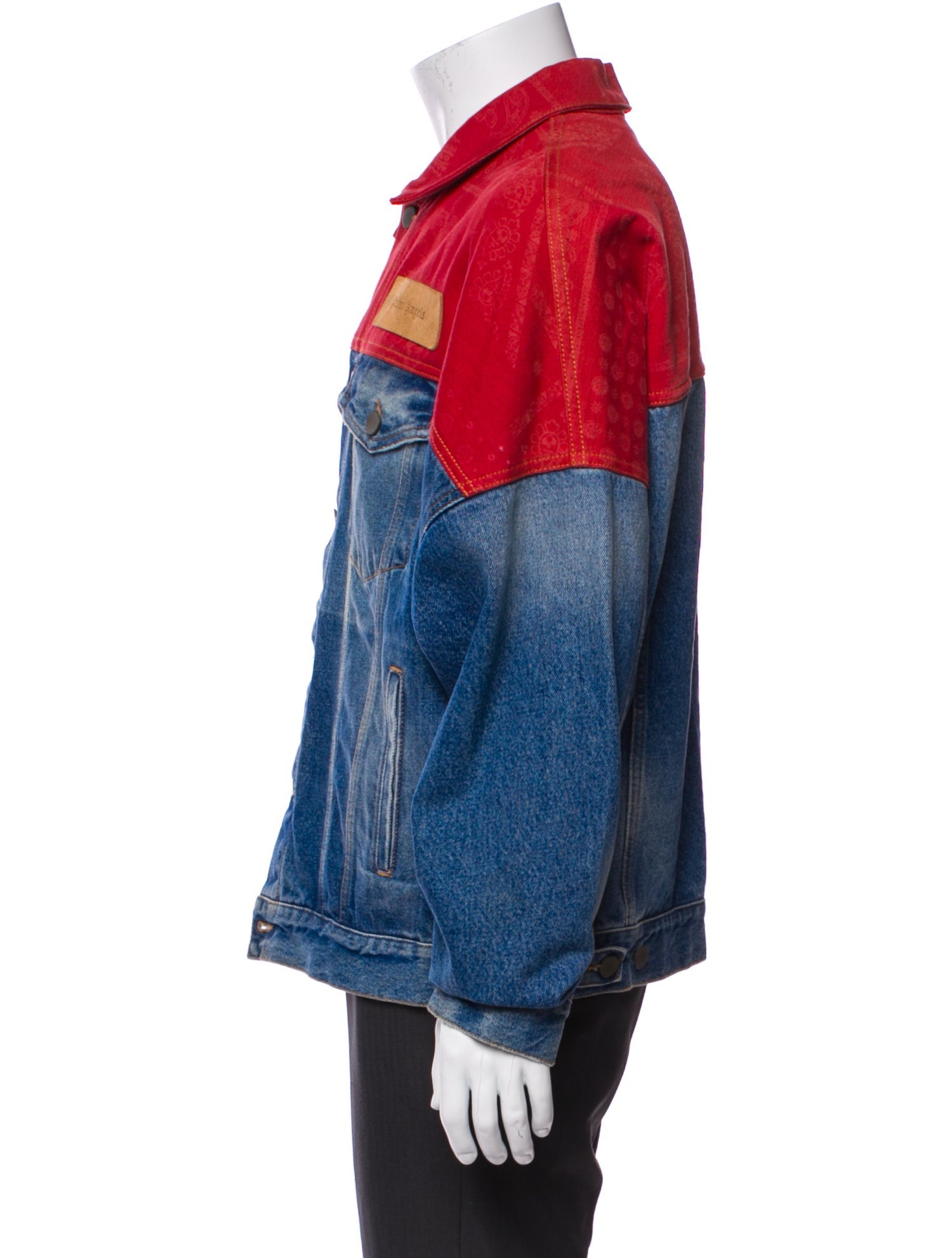 Palm Angels Colorblock Pattern Denim Jacket