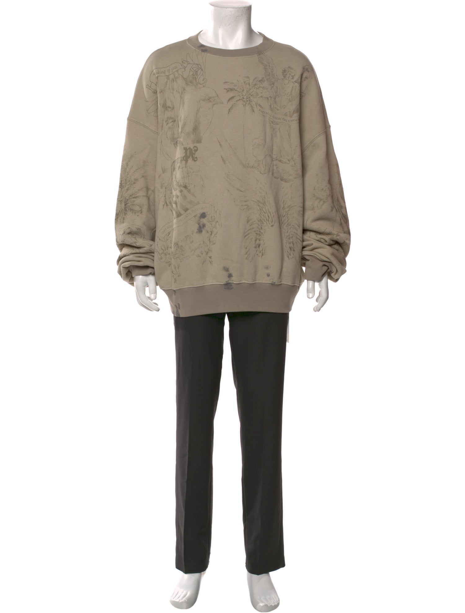 Palm Angels Graphic Print Crew Neck Sweatshirt