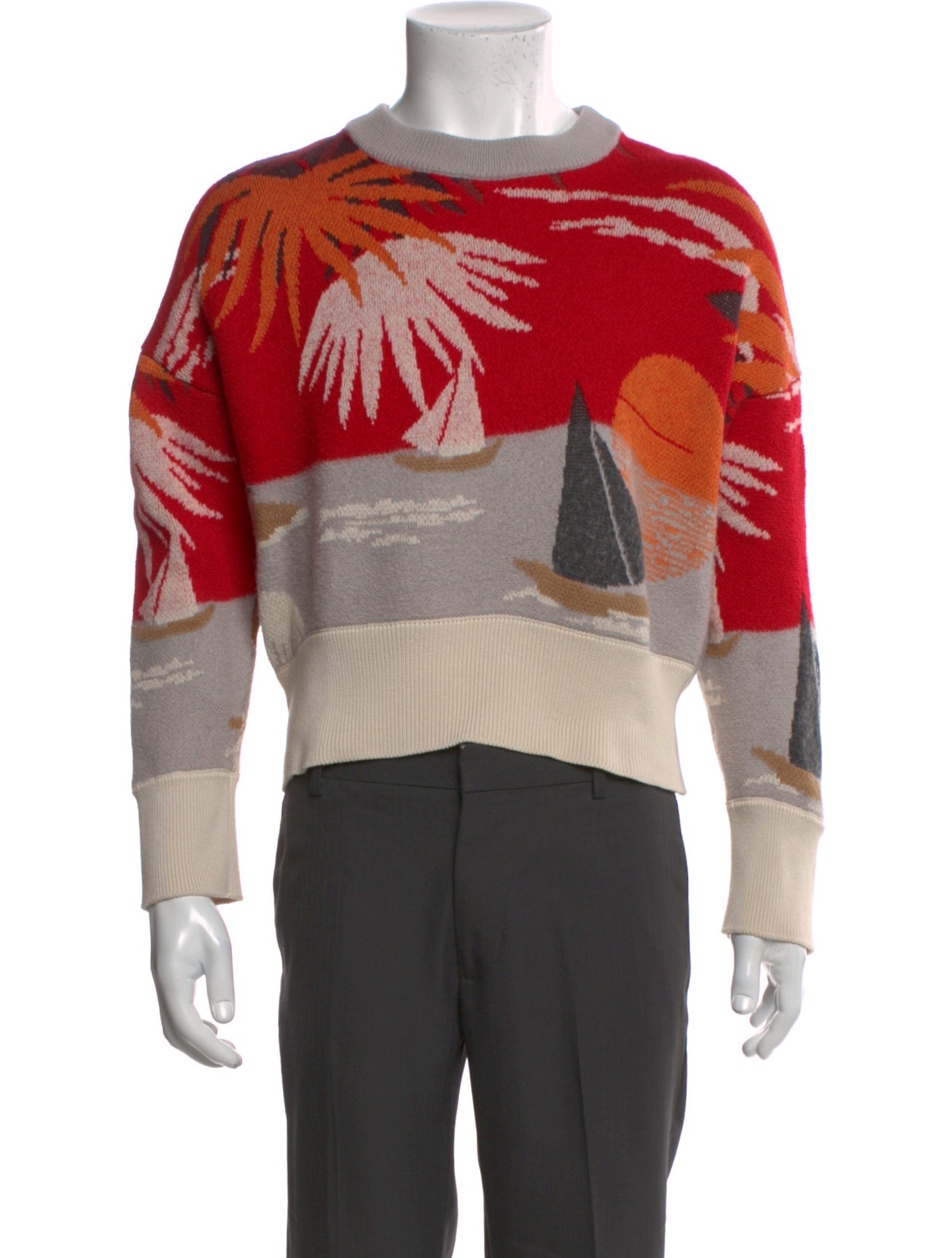 Palm Angels Printed Crew Neck Pullover