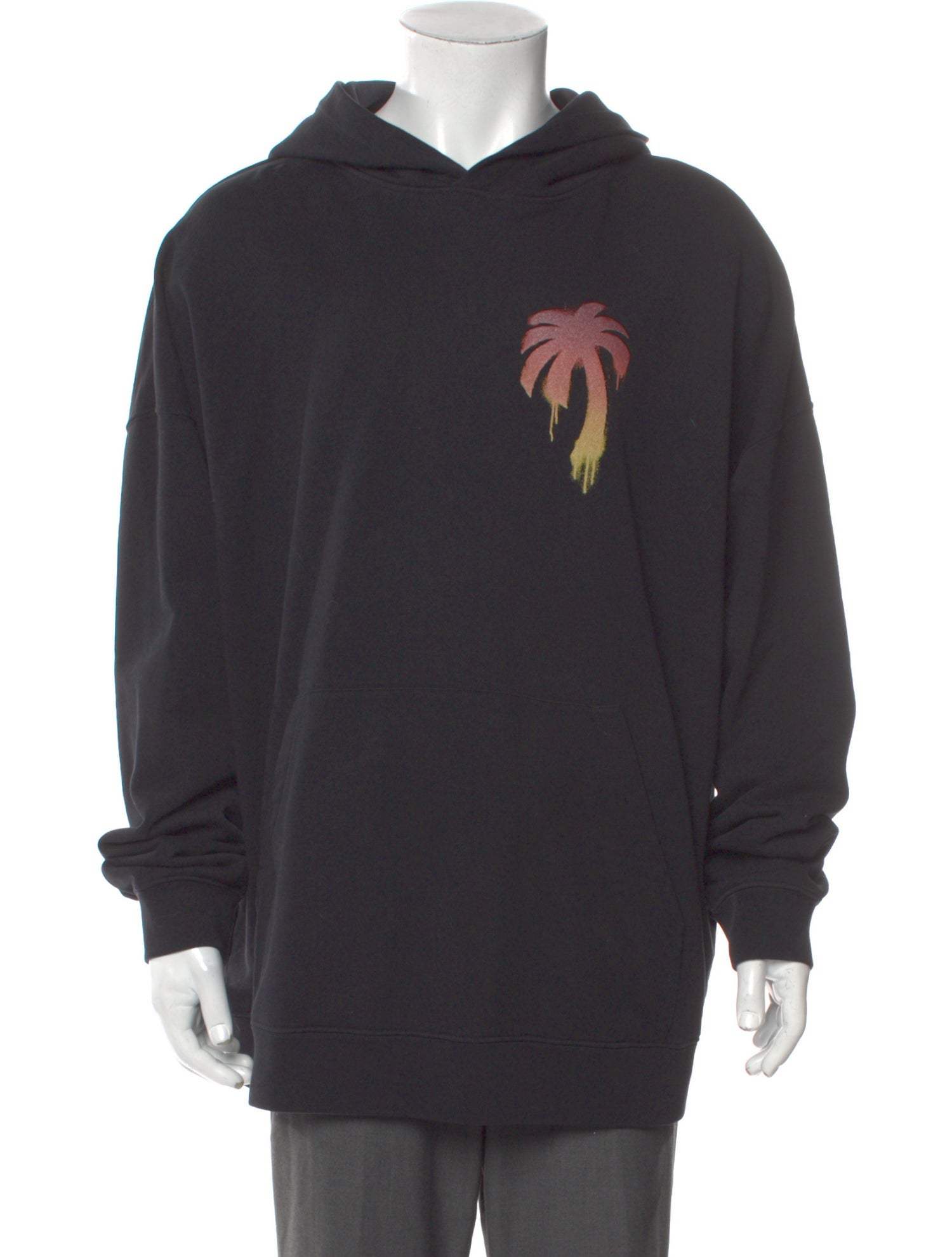 Palm Angels Graphic Print V-Neck Hoodie