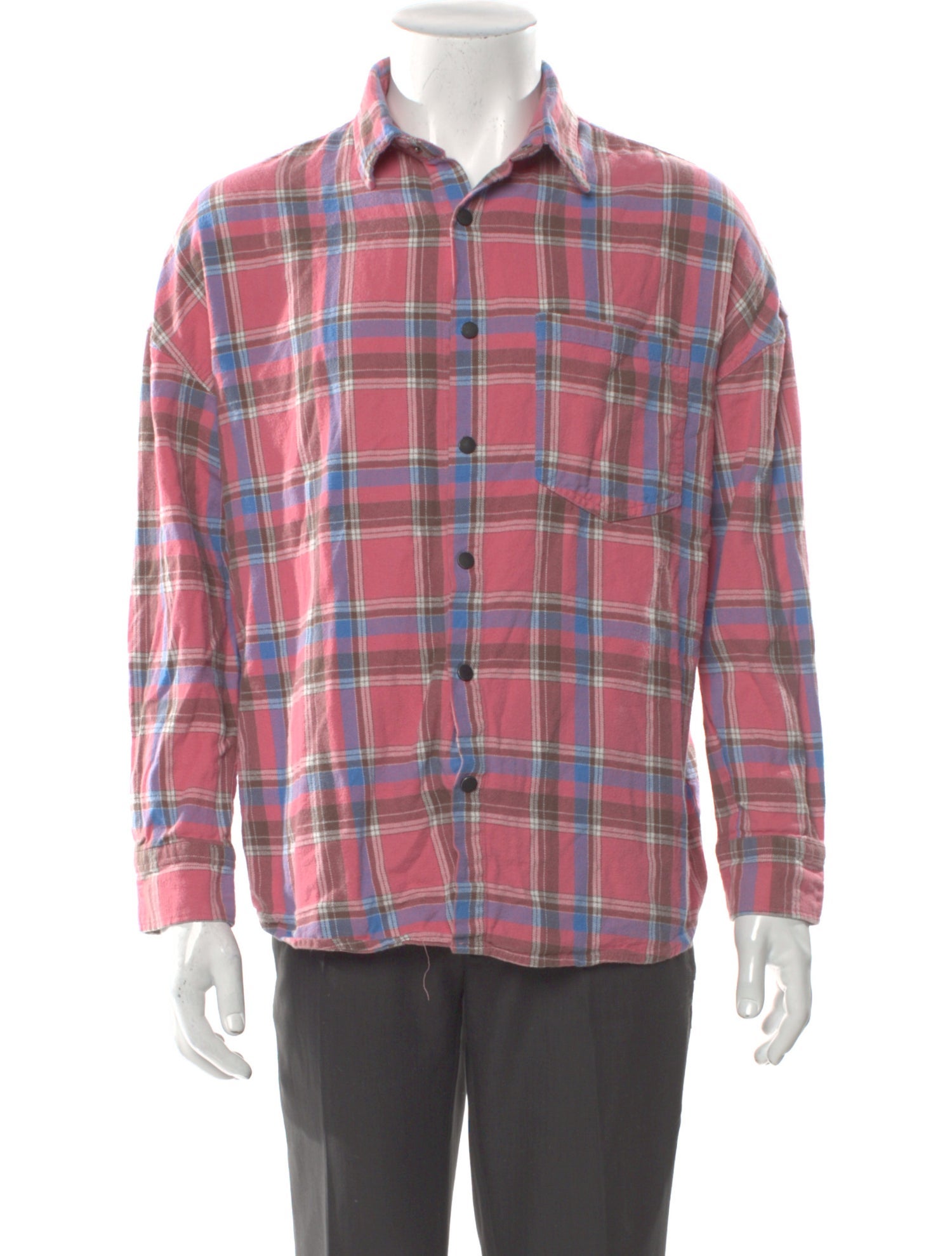 Palm Angels Plaid Print Collar Henley