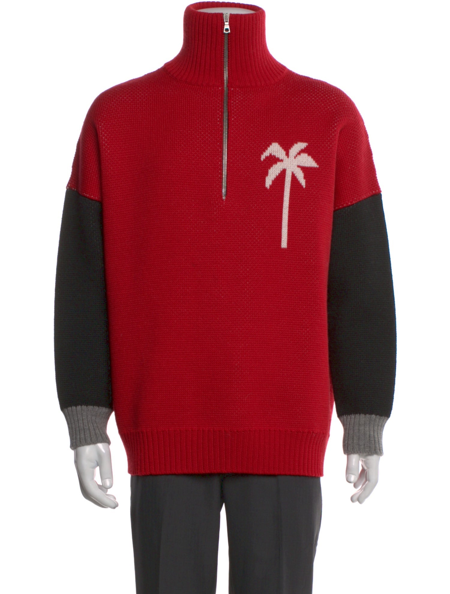 Palm Angels Virgin Wool Colorblock Pattern Pullover