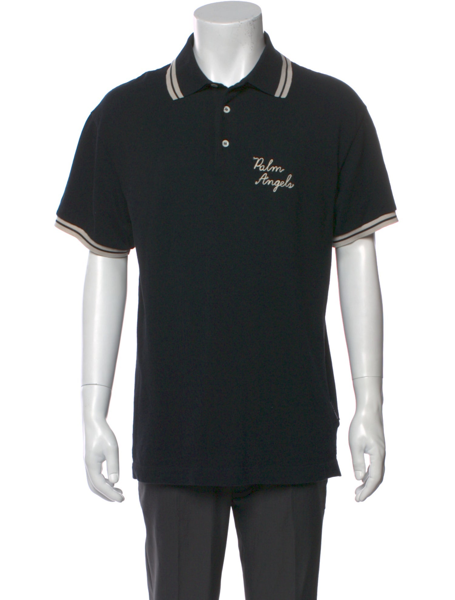 Palm Angels Striped V-Neck Polo Shirt