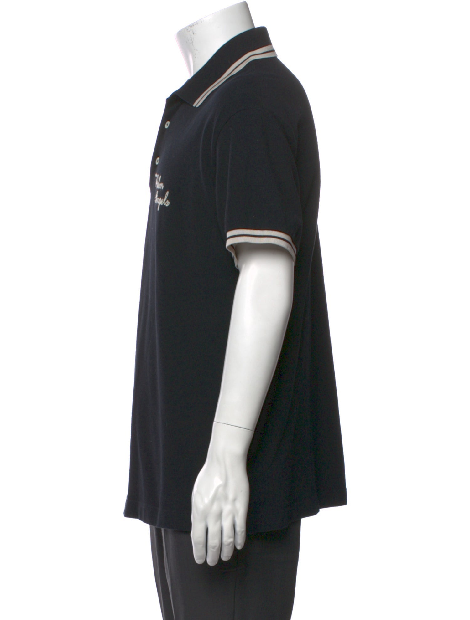 Palm Angels Striped V-Neck Polo Shirt