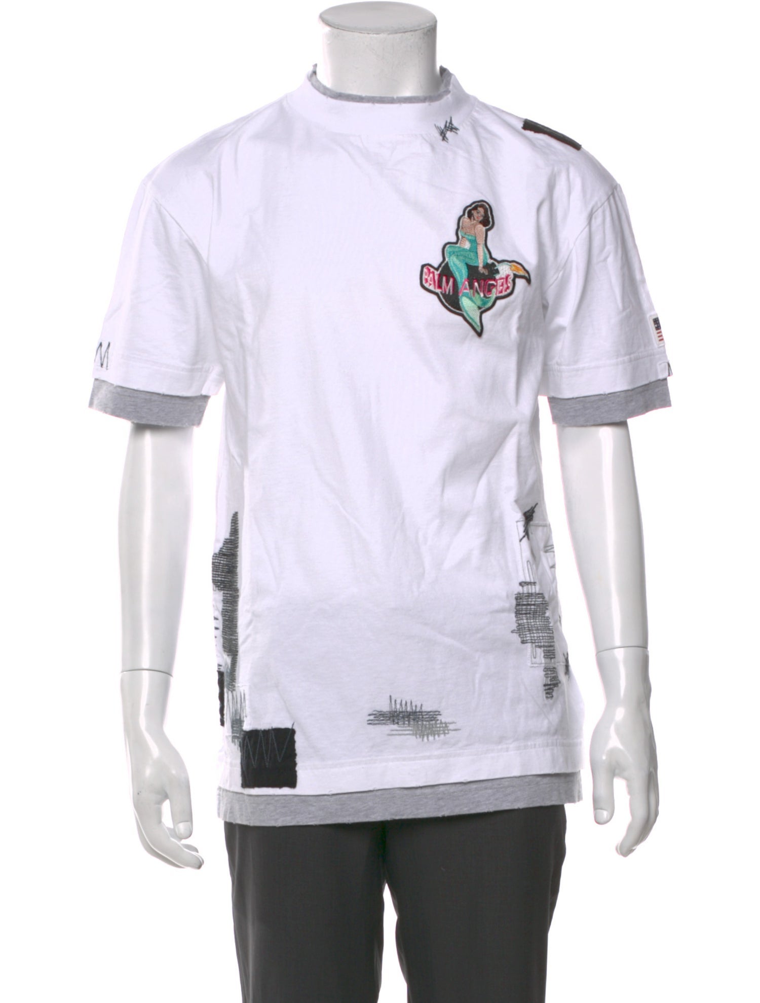 Palm Angels Graphic Print Mock Neck T-Shirt