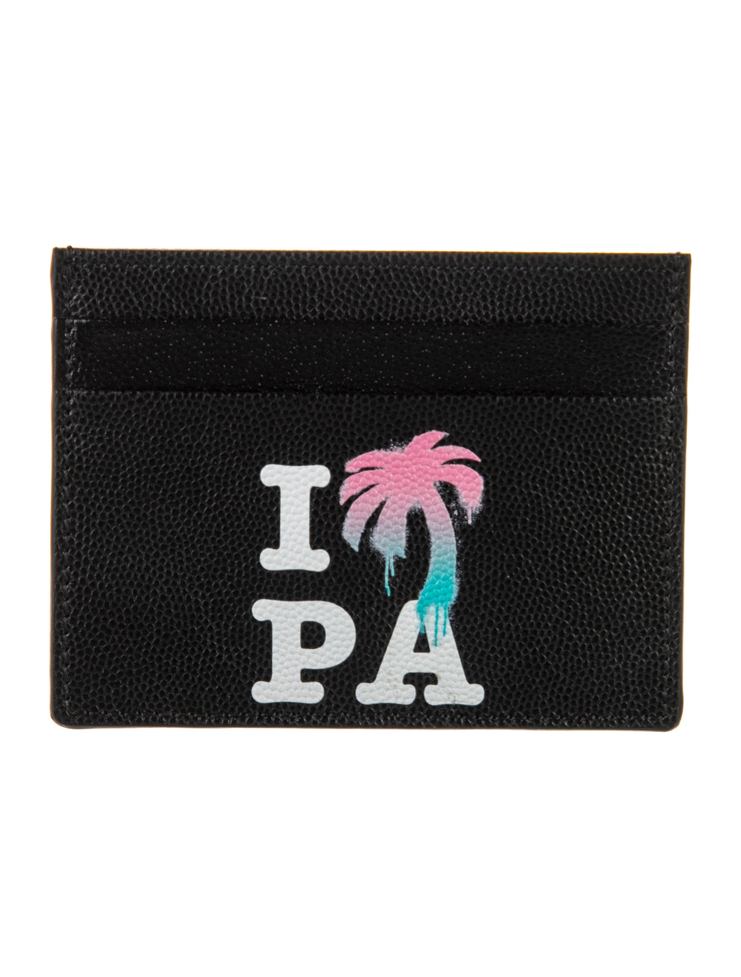 Palm Angels Leather Graphic Print Card Holder
