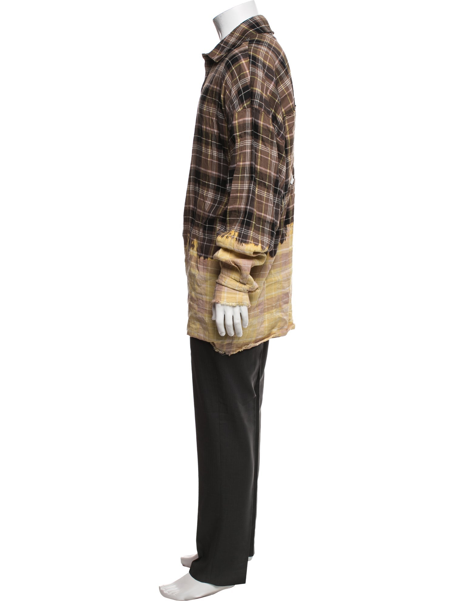 Palm Angels Plaid Print Long Sleeve Dress Shirt