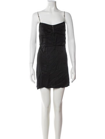 Pre-owned Palm Angels Square Neckline Mini Dress In Black