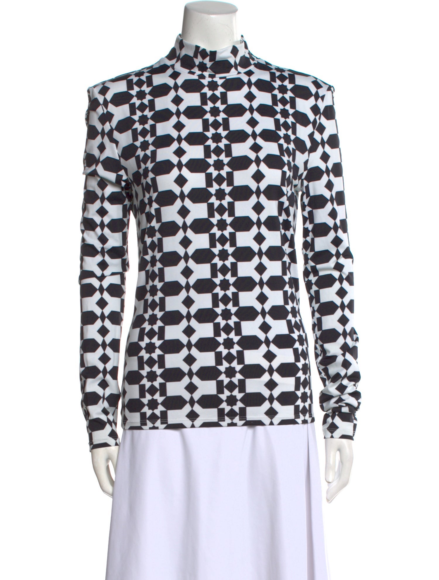 Palomo Spain Printed Mock Neck Button-Up Top w/ Tags