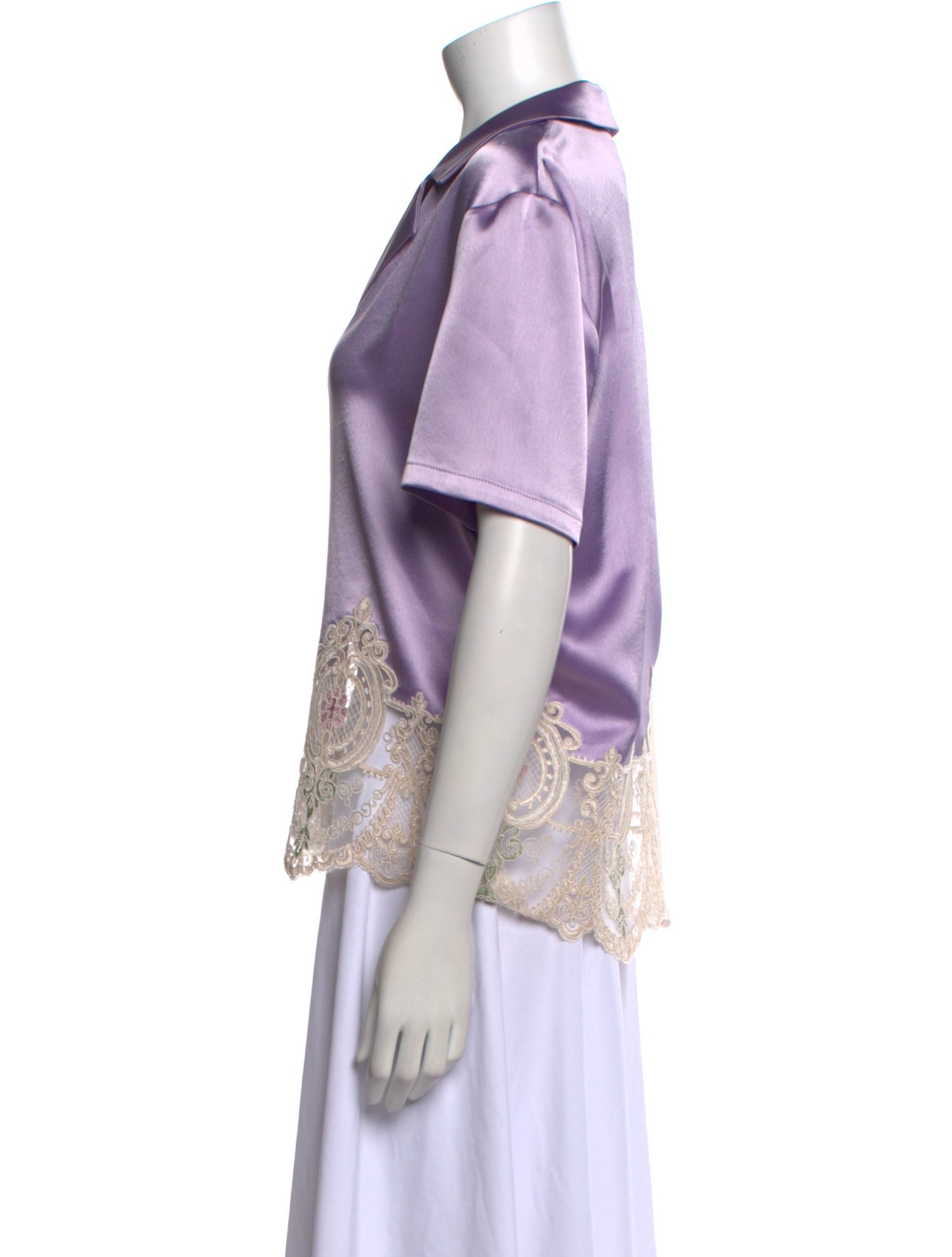 Palomo Spain V-Neck Short Sleeve Button-Up Top w/ Tags