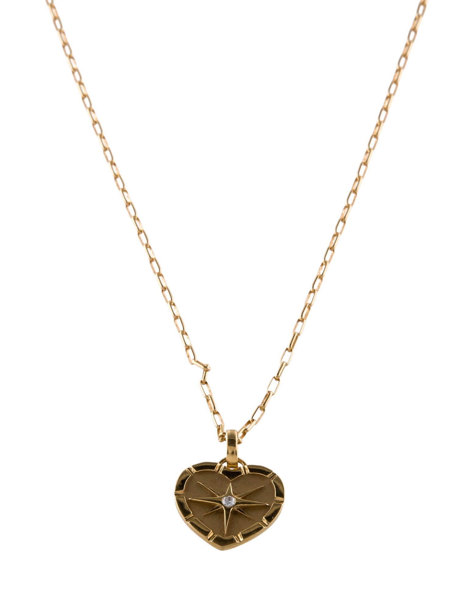 Pamela Zamore 18K Diamond Eight Point Heart Pendant Necklace