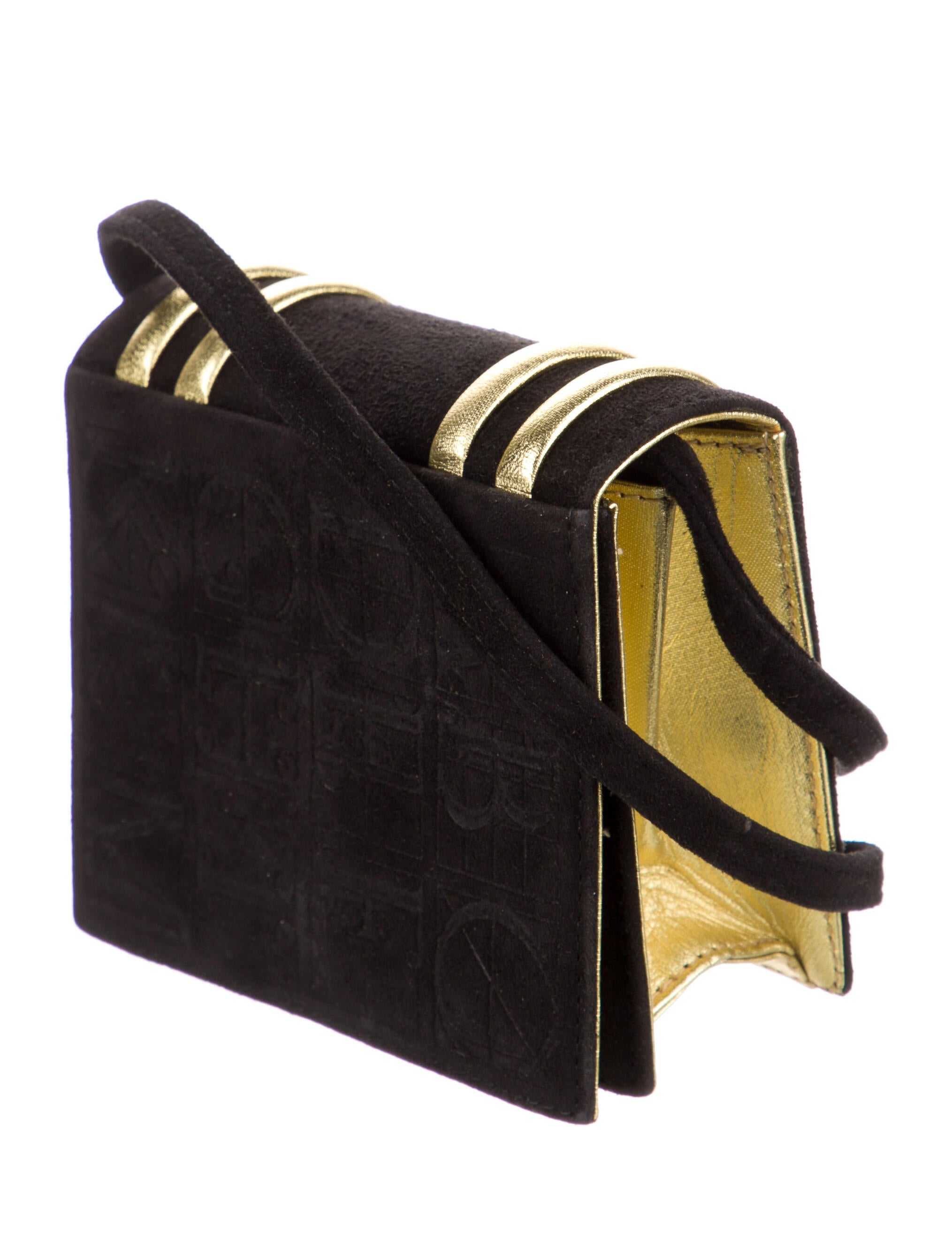 Paloma Picasso Suede LeatherTrim Mini Bag Black Mini Bags, Handbags